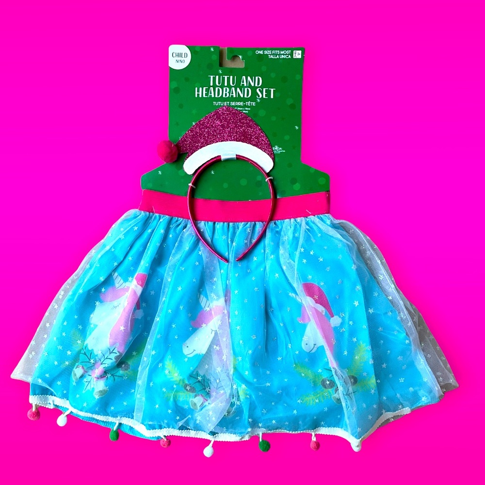Tutu and Headband Set | Santa Headband & Unicorn Tutu | One Size Fits Most